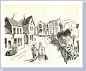 Federzeichnung kl. Wollgasse um 1840, später Untere Bahnhofstr. aus Richtung Markt