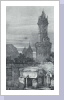 Alte Postkarte, Stahlstich Runder Turm